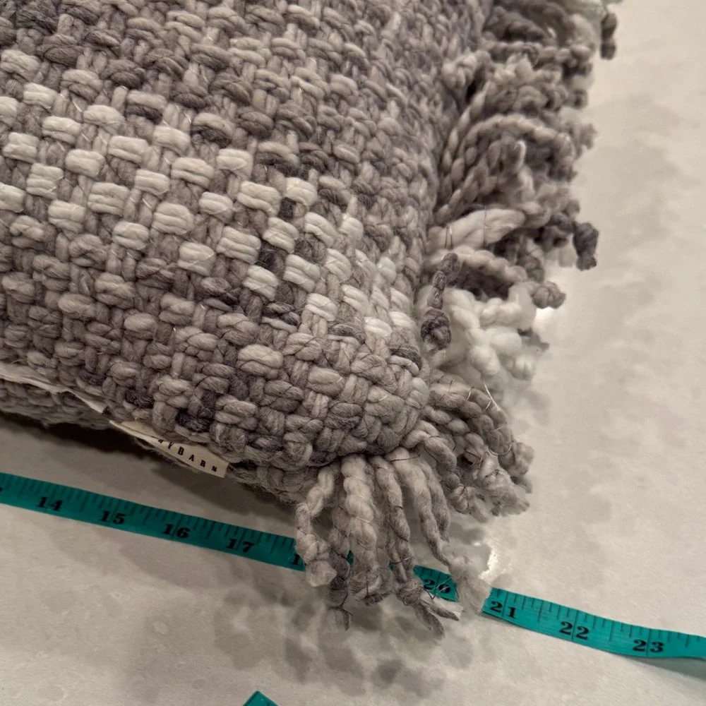 Pottery Barn Textured Gray and Cream Pillow